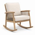 Schaukelstuhl aus Holz mit Leinenpolsterung Beige