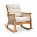 Teakholz Schaukelstuhl mit Polsterkissen Beige