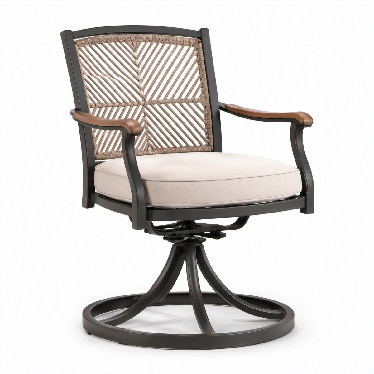 Drehsessel mit Aluminiumrahmen und Polyestersitz Beige/Braun