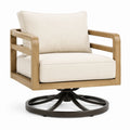 Drehsessel mit Akazienholzrahmen und Polyesterbezug Beige
