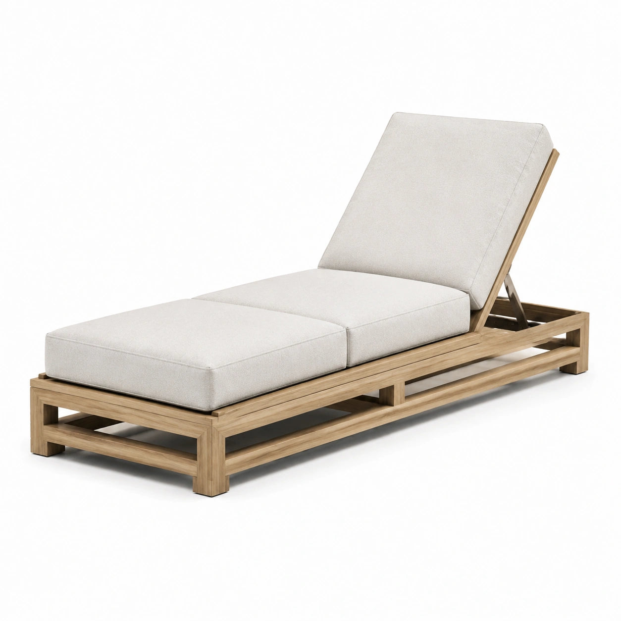 Gartenliege Teakholzrahmen Polyester Beige 200 cm