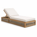 Sonnenliege Teakholz mit Polyesterpolsterung Beige