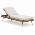 Gartenliege Polyrattan Aluminium Holzrahmen Beige