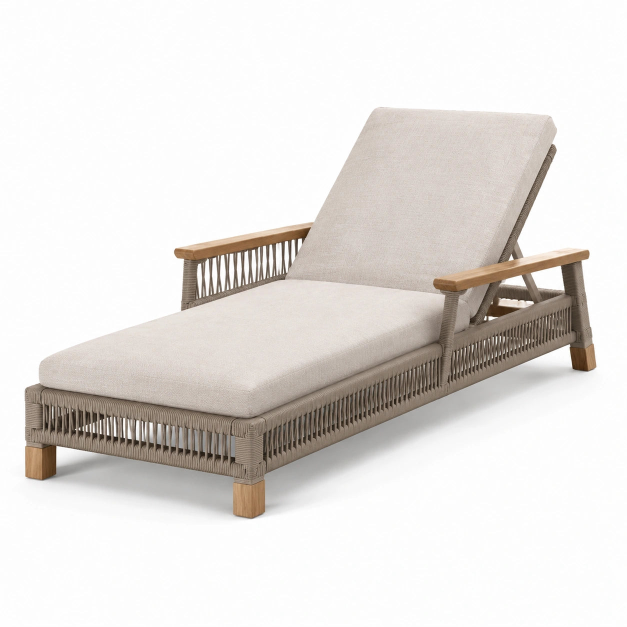 Gartenliege aus Rattan und Teakholz in Beige, 200 cm