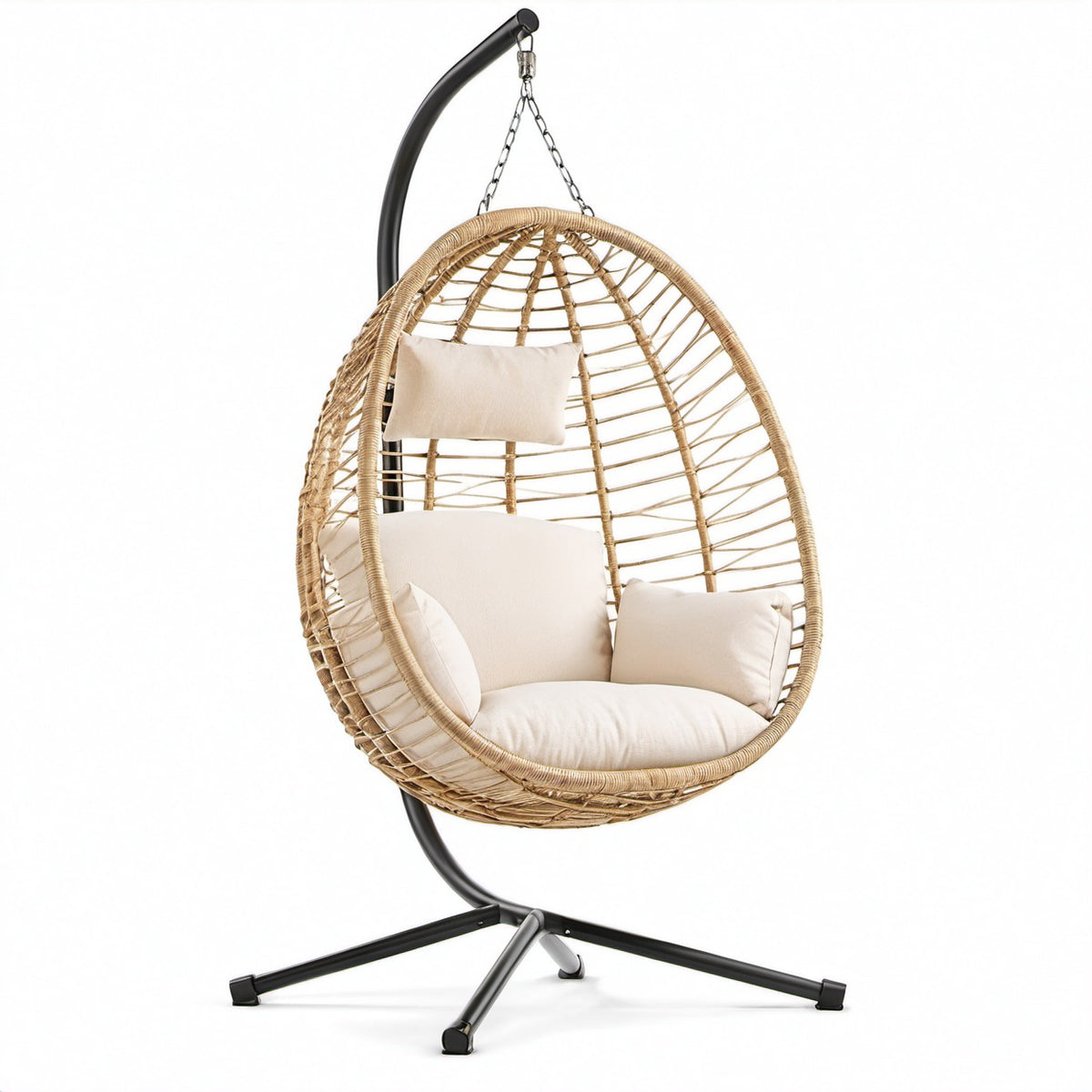 Hängesessel aus Rattan mit Kissen Beige 120x105x200cm