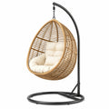 Hängesessel Ei-Form Polyrattan Stahlrahmen Beige