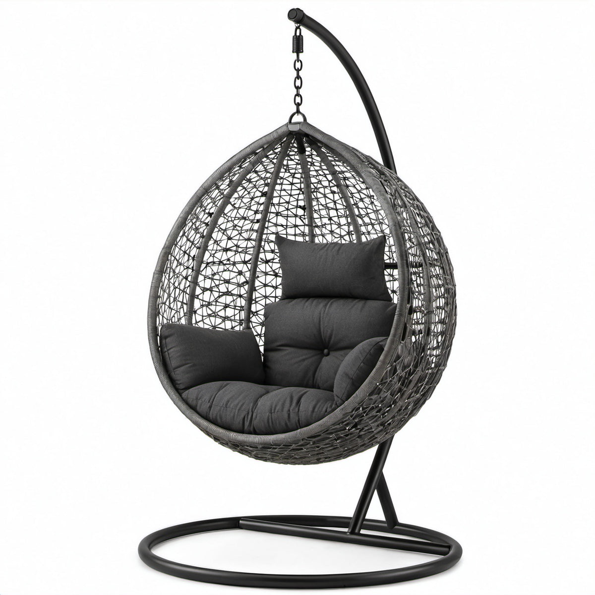 Hängesessel Polyrattan Stahl Dunkelgrau