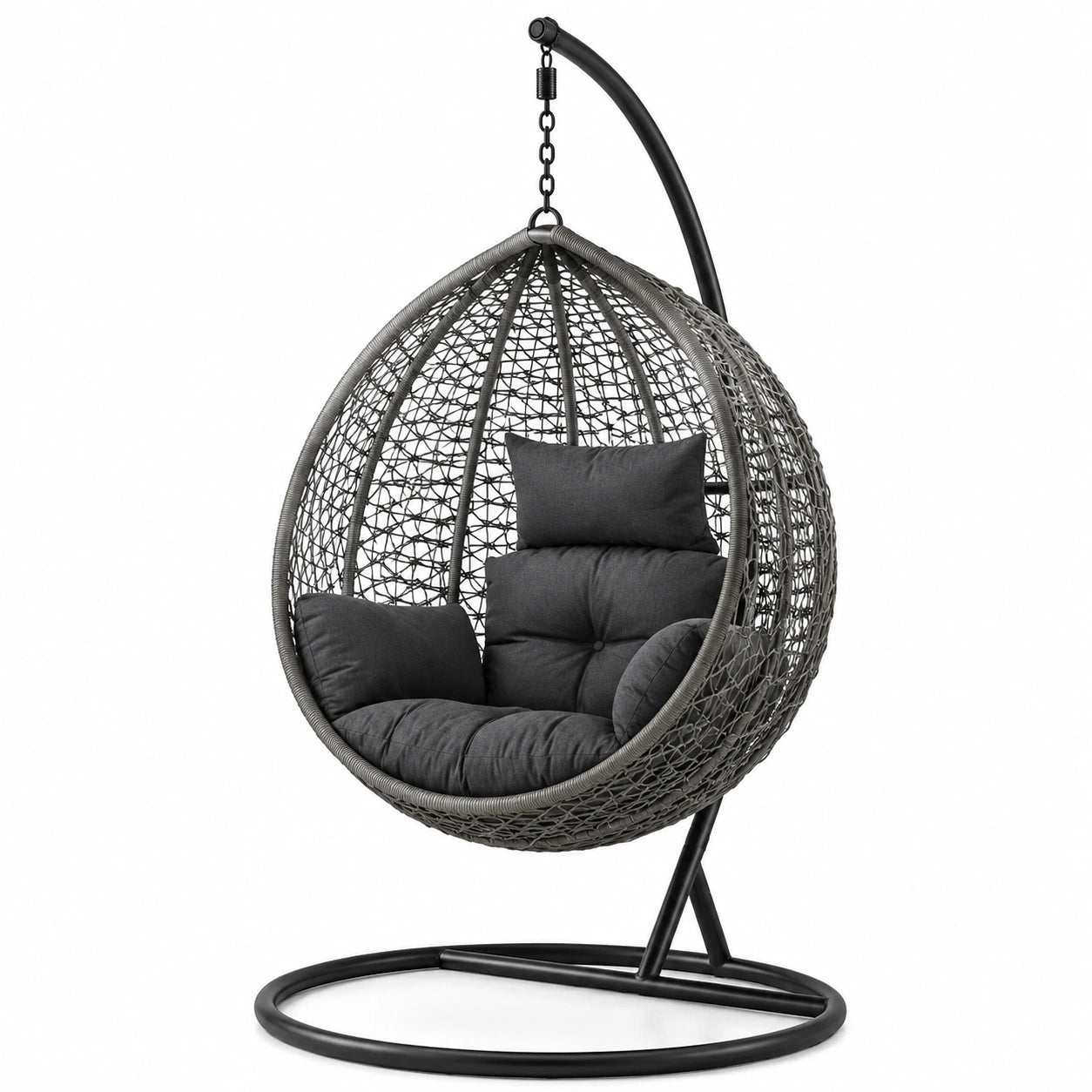 Hängesessel Polyrattan Stahl Dunkelgrau