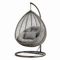 Rattan Hängesessel Ei-förmig mit Kissen Stoff Grau 195 cm