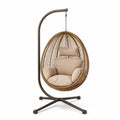 Rattan Hängesessel Eierform mit Stahlrahmen Beige