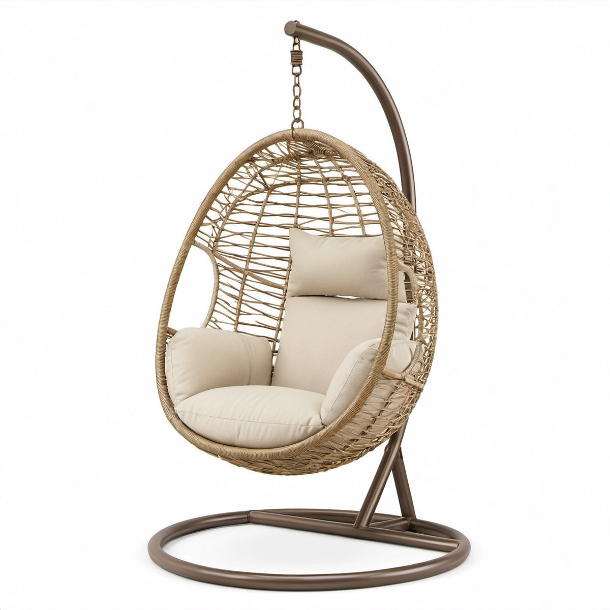 Hängesessel aus Polyrattan Beige Stahlrahmen