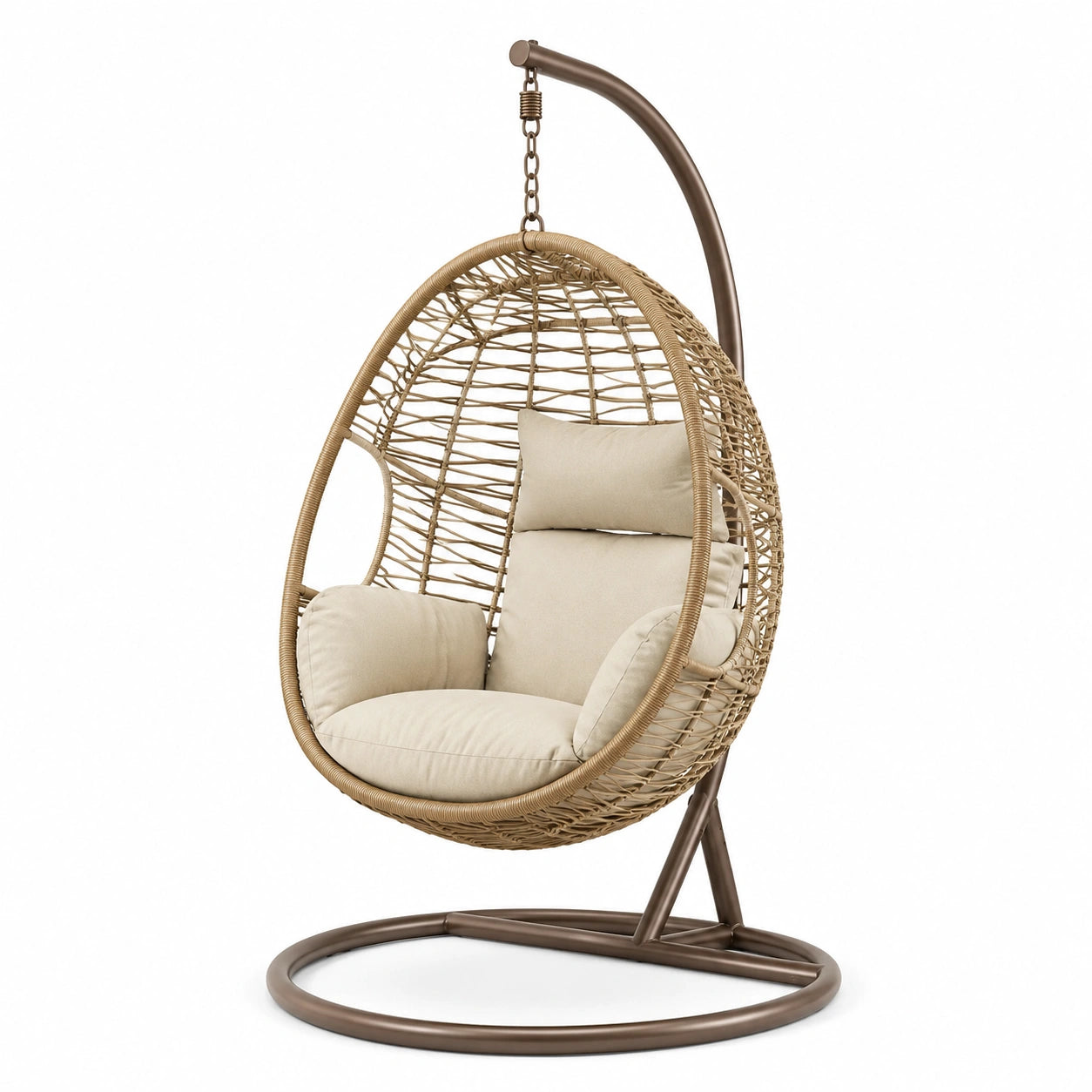 Hängesessel aus Polyrattan Beige Stahlrahmen
