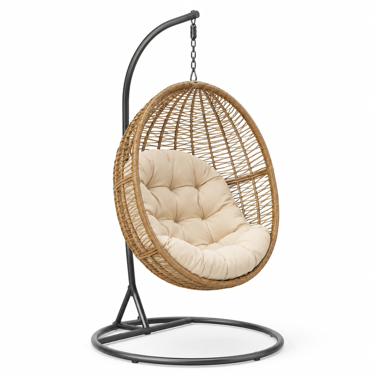 Hängesessel aus PE-Rattan mit Stahlrahmen Beige