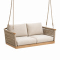 Outdoor-Schaukelbank Naturholz Rattan Beige